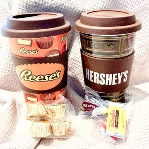 🎁 2 CARRY MUGS ☕️2 SILCN BAND, LID NIB